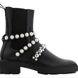 Zara Pearl Strap Leather Boots